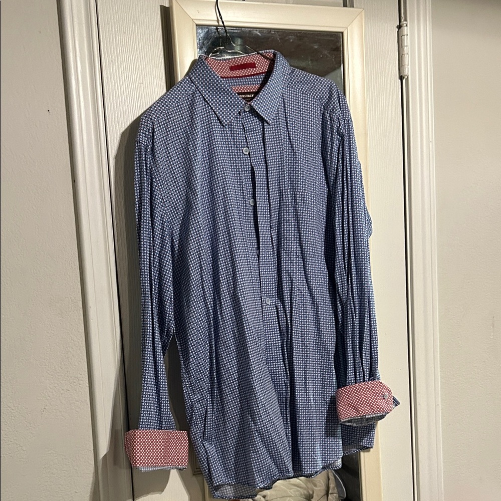 Johnston & Murphy Blue and Red Casual Shirt
